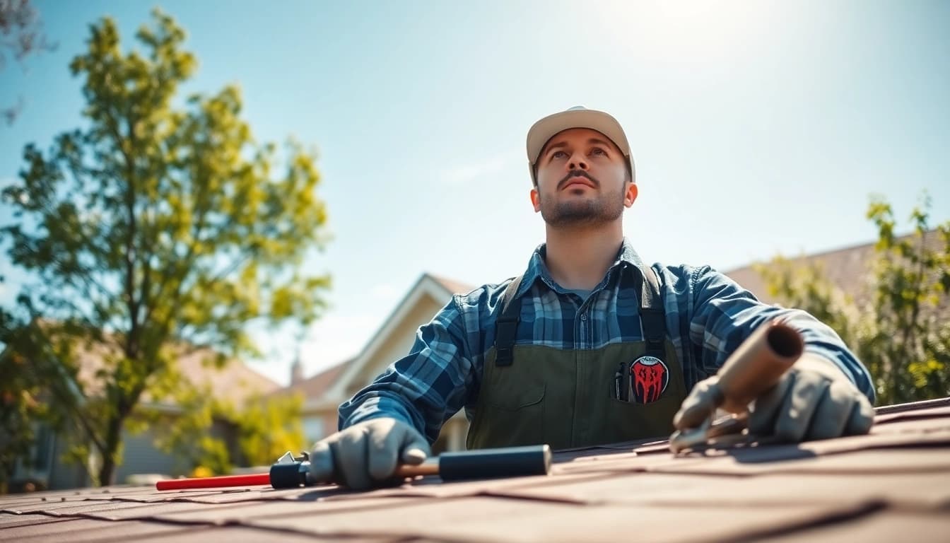 Expert performing a roof repair inspection, ensuring safety and quality for homeowners.
