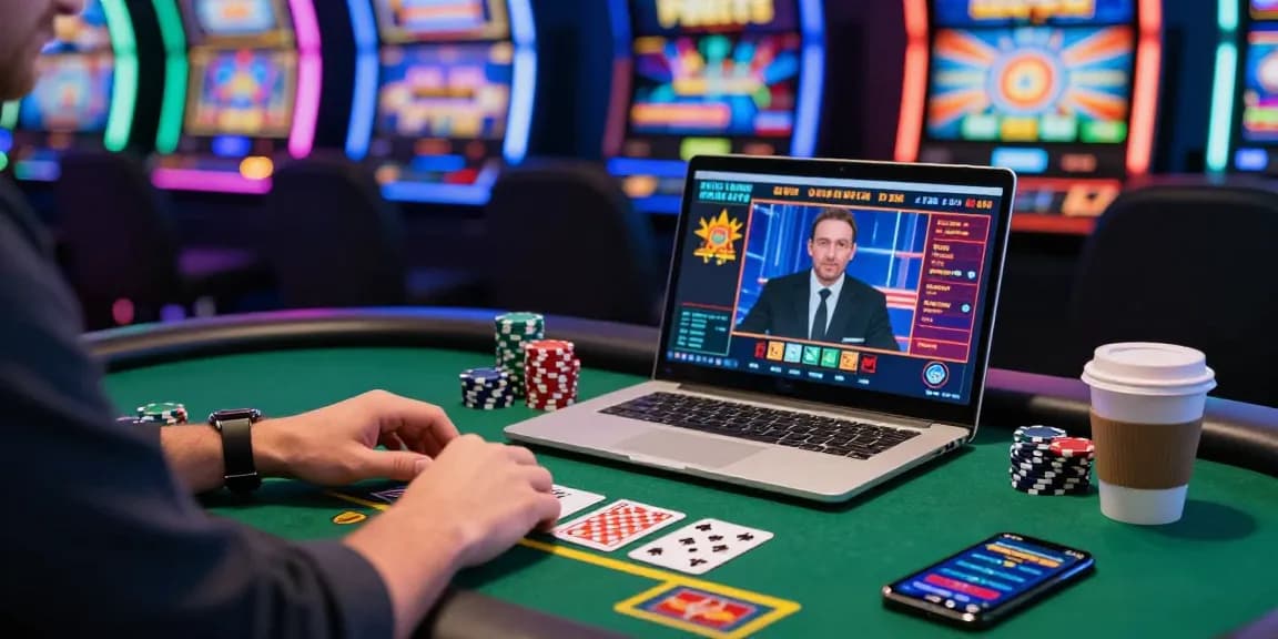 Player engaging with credit card casinos UK in a lively online gaming environment.