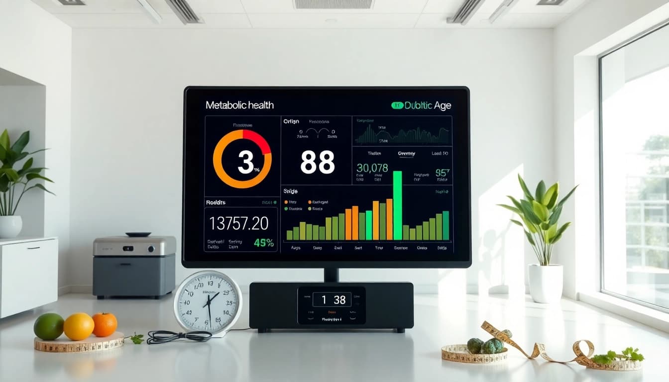Calculate your metabolic age calculator details in a modern health studio.