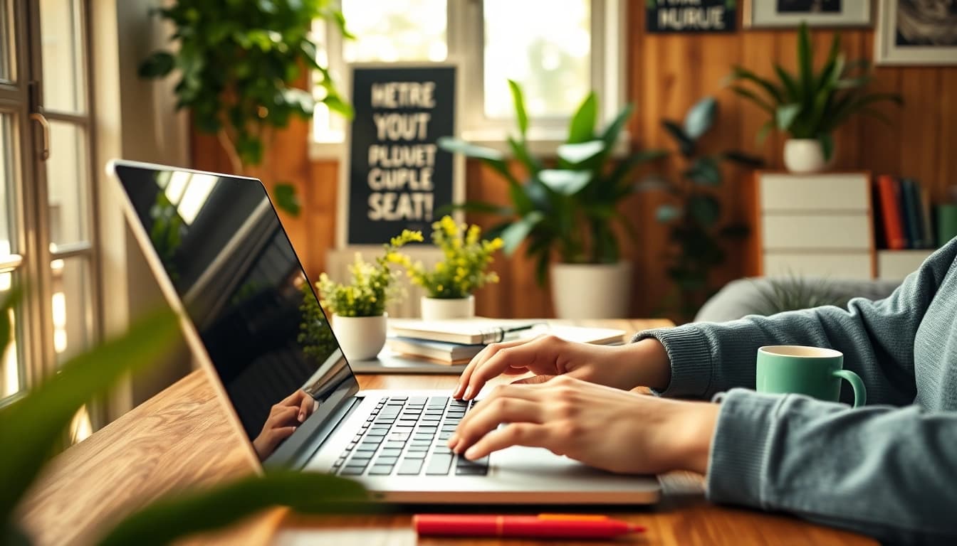 Earn money on short links with a professional freelancer in a cozy home office environment.