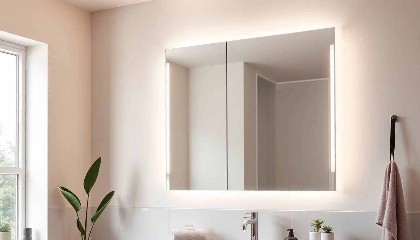 Gestalten Sie Ihr Badezimmer mit dem eleganten sonni Spiegelschrank mit LED-Beleuchtung.