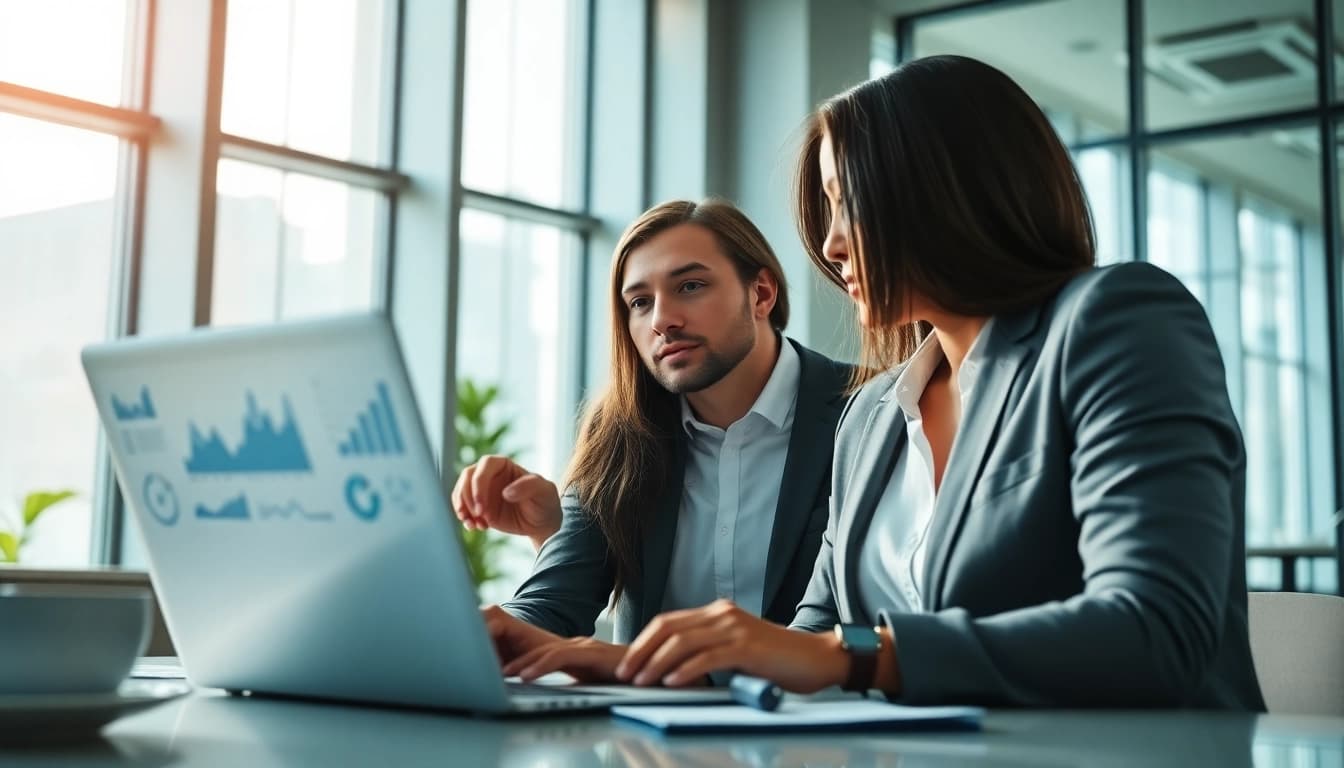 Visualize competitive intelligence analysis with business professionals engaged in strategic discussions.