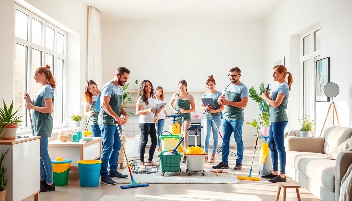 Cleansing a home with a professional cleaning service team efficiently working to enhance cleanliness.