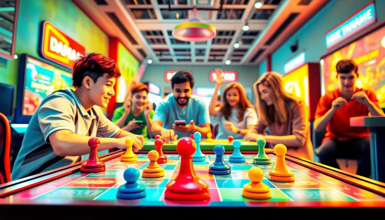 Engaging players enjoying the vibrant daman games in an inviting gaming environment.