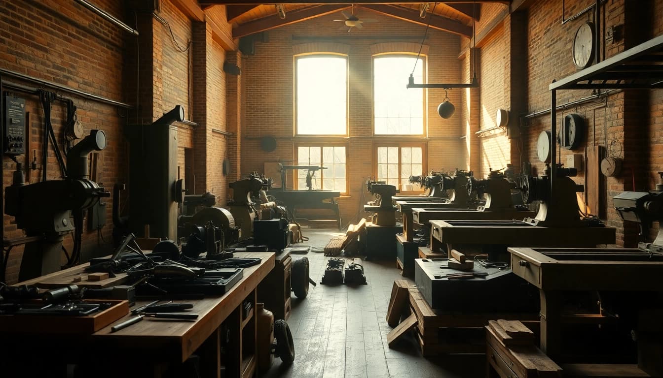 Old Knows Factory showcases a professional vintage factory interior with rustic machinery.