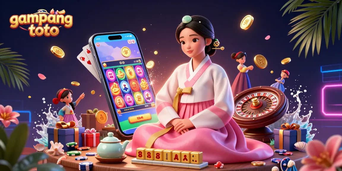 Experience the excitement of gampangtoto with vibrant slot games and stunning visual details in this 3D illustration.