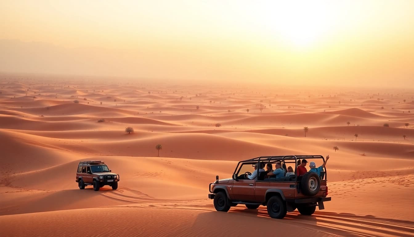 Experience an exciting evening desert safari dubai amidst stunning Arabian landscapes.