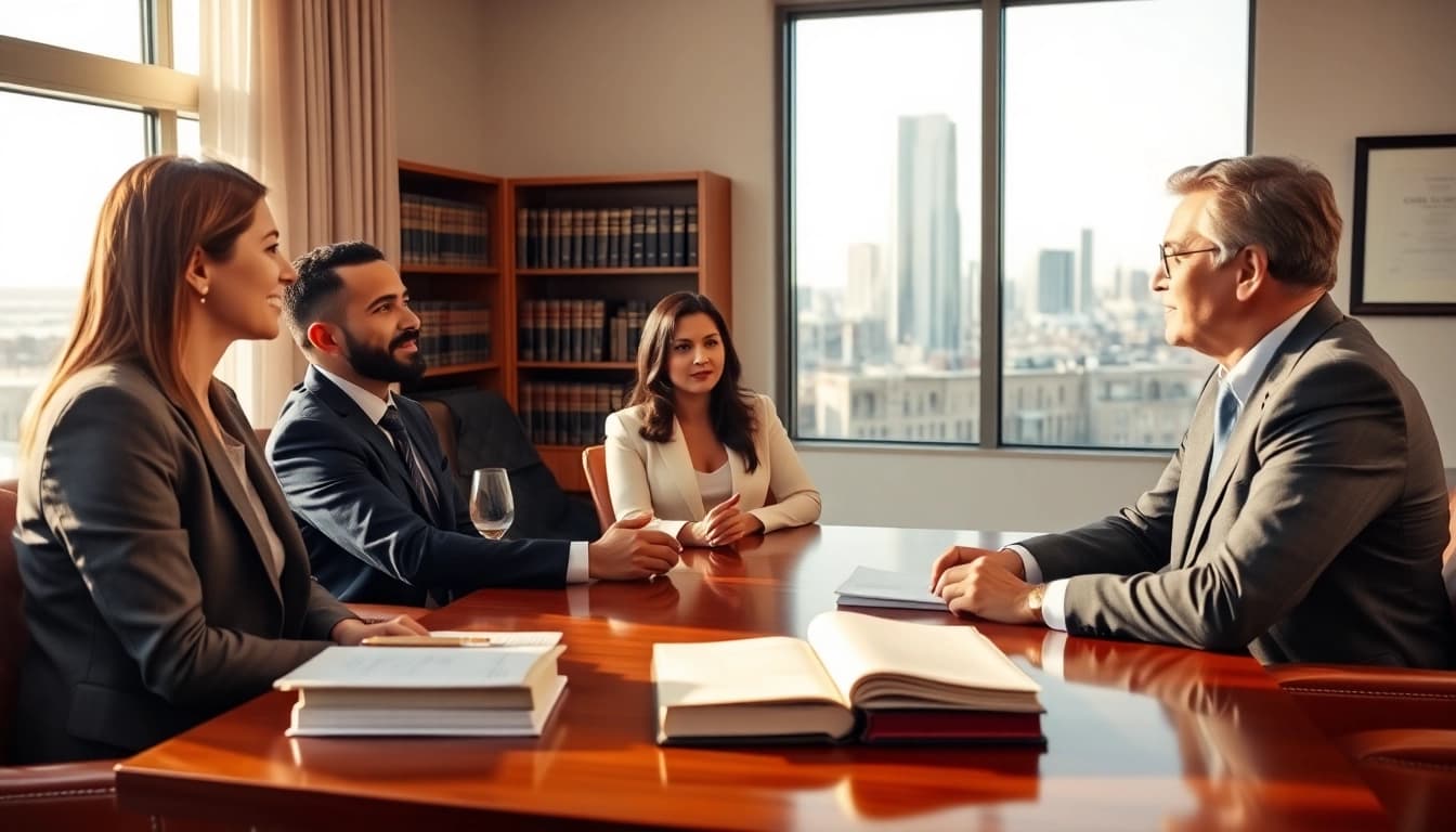Consultation at https://www.fritschlawfirm.com with professional attorney and clients discussing legal strategies.