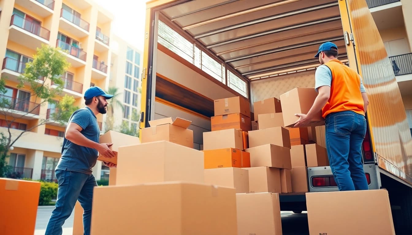 Efficient provincial moving & storage team loading items into a truck during a move.