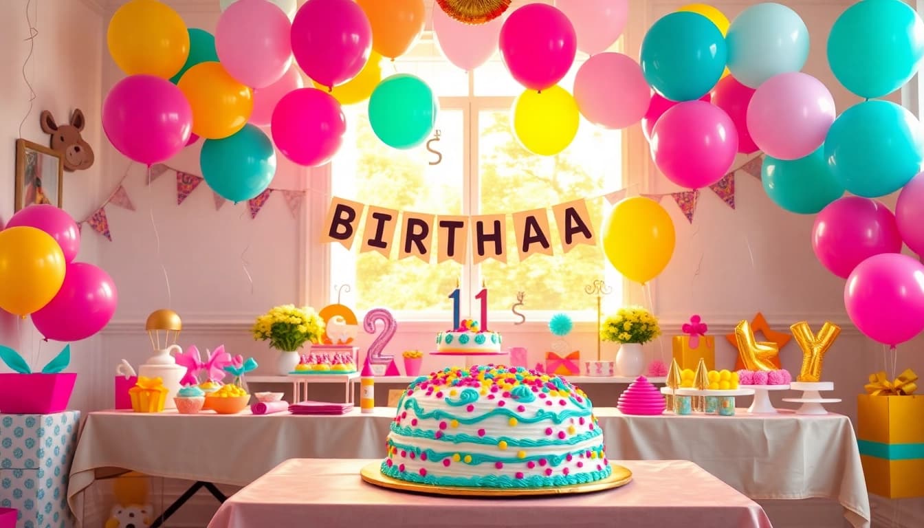 Plan a customizable birthday party with vibrant decorations and joyful atmosphere