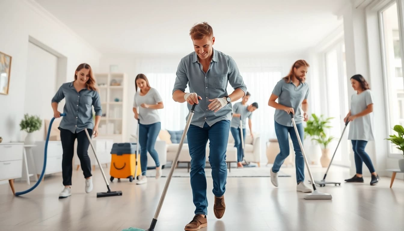 Delivering professional cleaning service expertise in a bright, modern home environment.