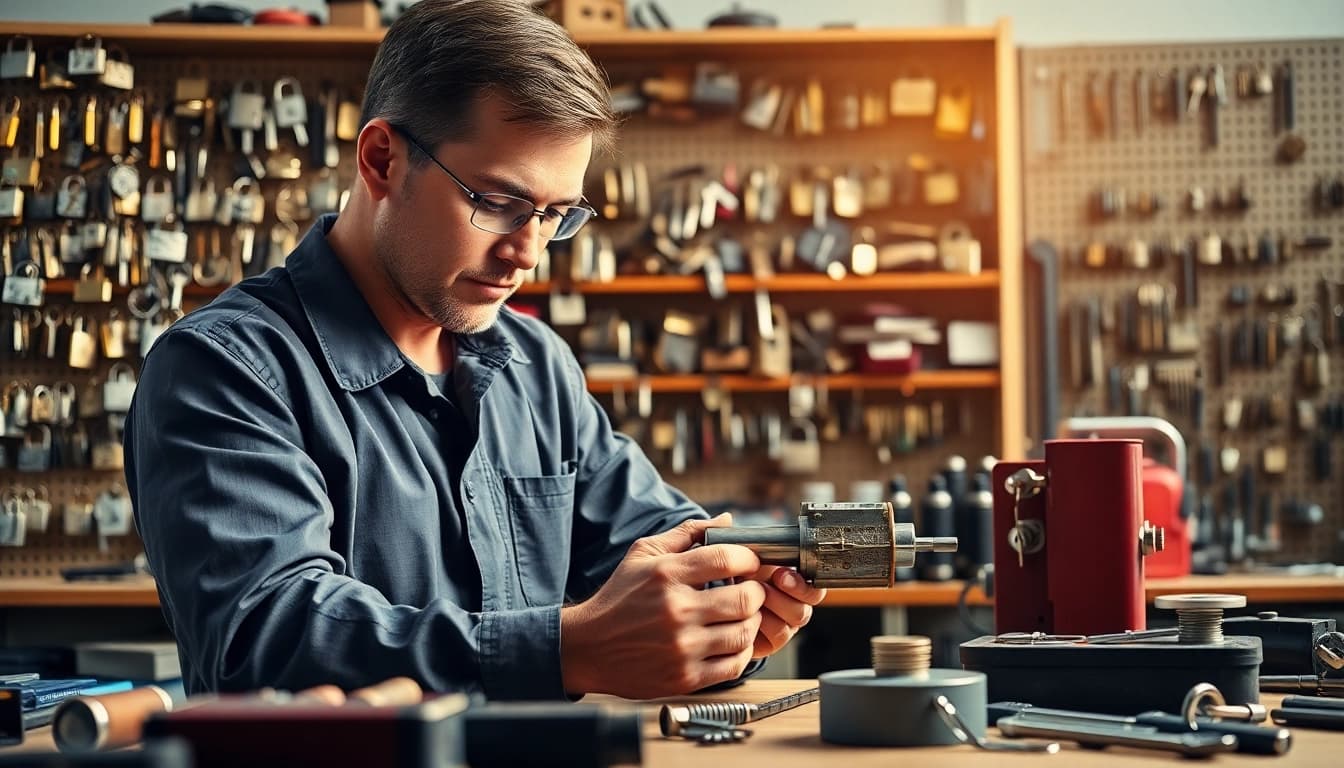 See how https://www.dakenlocks.com expertly details the locksmith process with tools and locks.