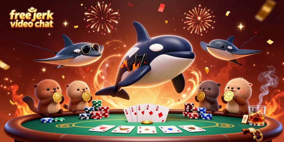Engage with real-time interactions in free jerk video chat featuring an orca and sea otters in a vibrant gambling scene.