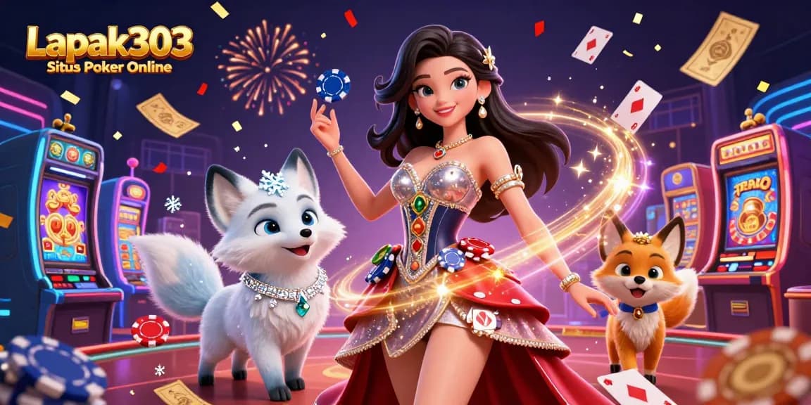 Engage with Lapak303 Situs Poker Online in an immersive, vibrant casino atmosphere with stunning visuals.