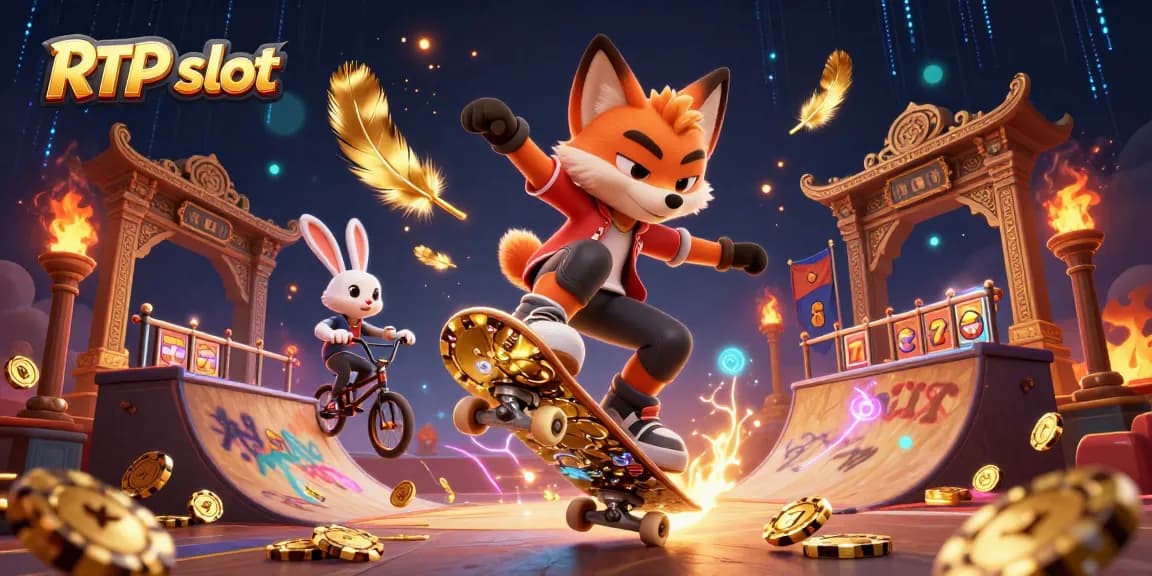 Experience the thrill of RTP slot gaming with a vibrant 3D illustration showcasing exciting elements and characters in action.