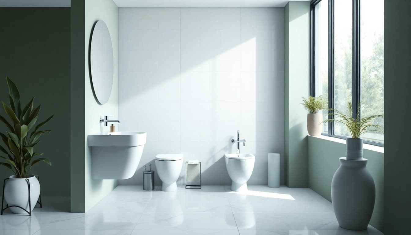 Visualizza sanitari moderni in un bagno elegantemente arredato con dettagli contemporanei.