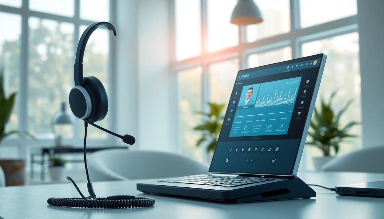 Engaging VOIP technology for seamless communication in a modern home office setting.