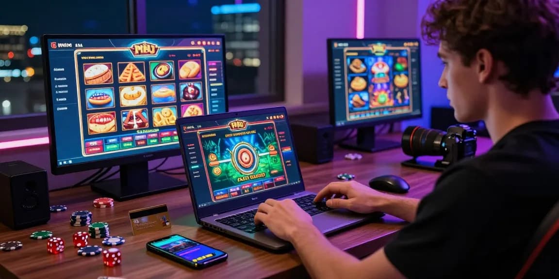 Player enjoying online casinos that accept credit cards at a modern gaming setup with vibrant graphics and credit card details.