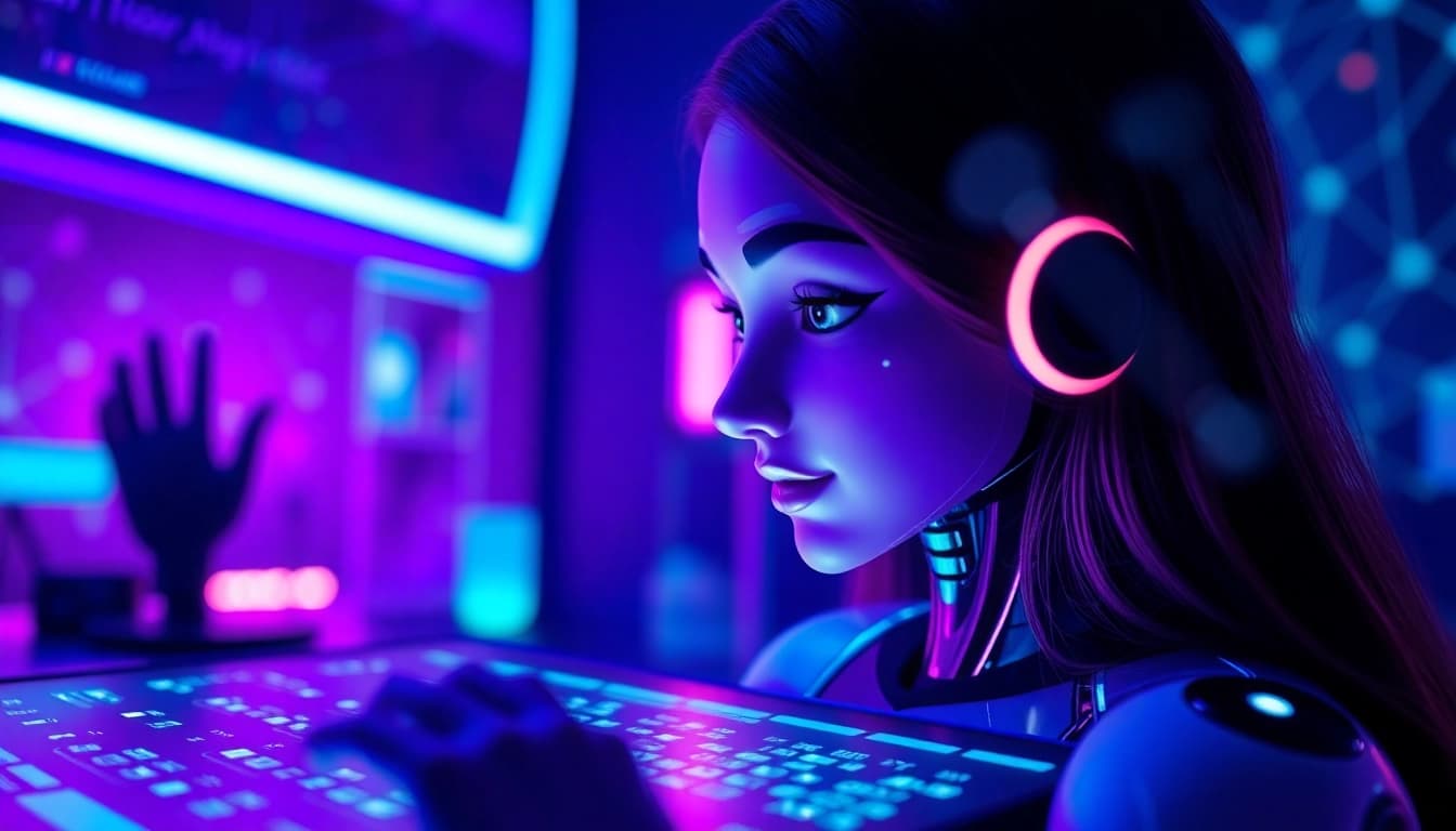 Dynamic interaction with an nsfw ai chatbot showcasing advanced digital design.