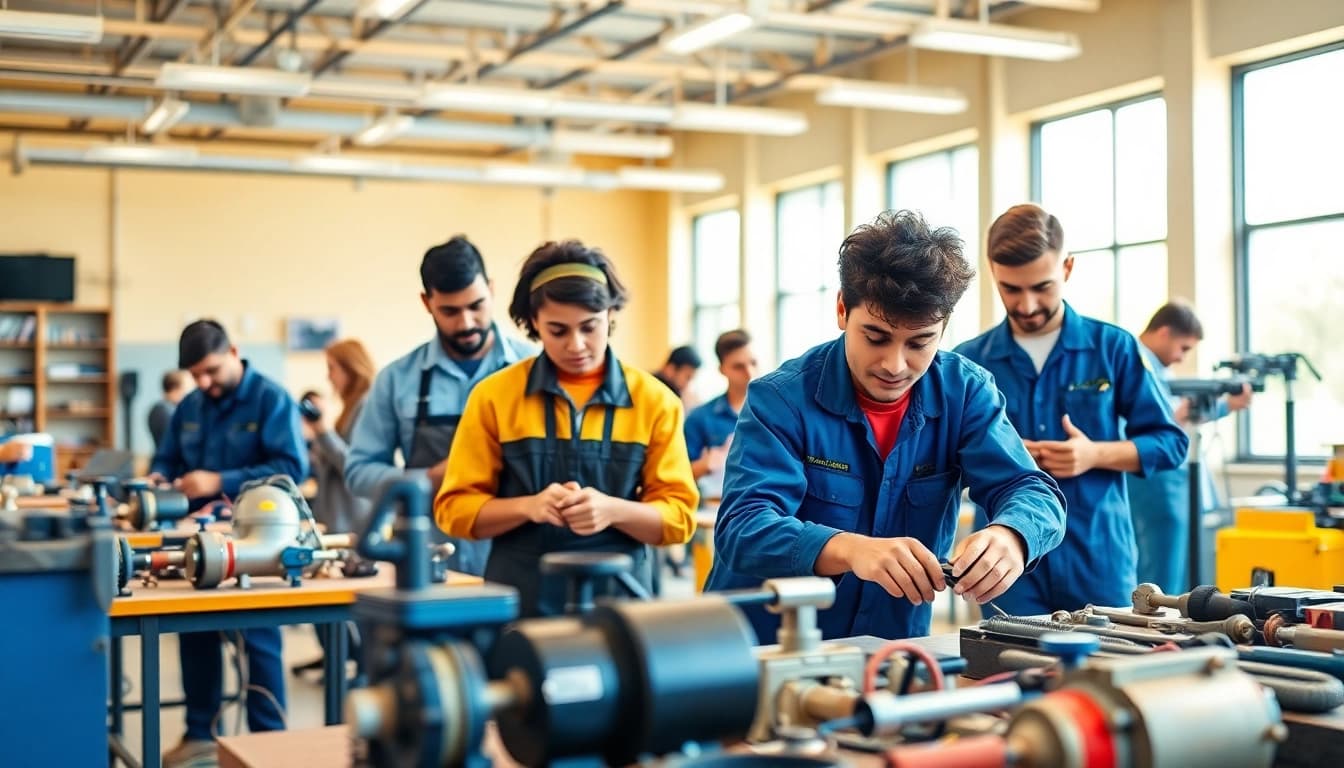 Students practicing trades in a Trade School Tennessee environment, showcasing hands-on learning.