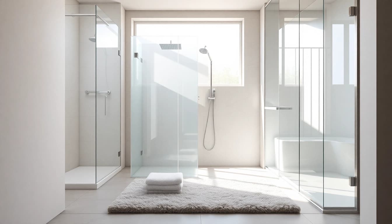 Experience elegant showers in a modern bathroom featuring sleek designs and natural light.