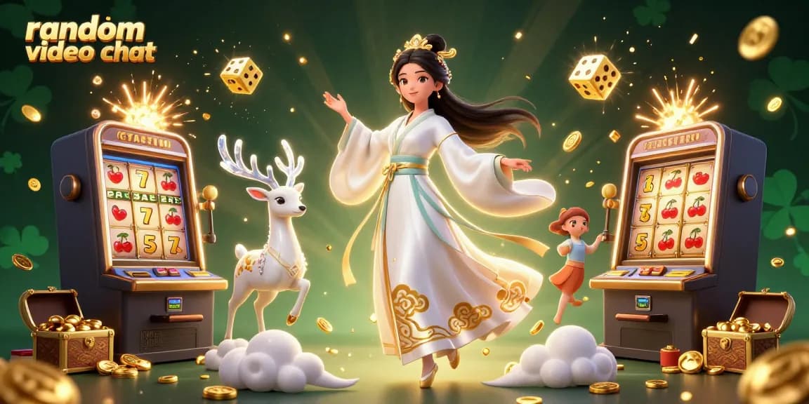 Engage in a thrilling random video chat with vibrant characters and dynamic casino elements.