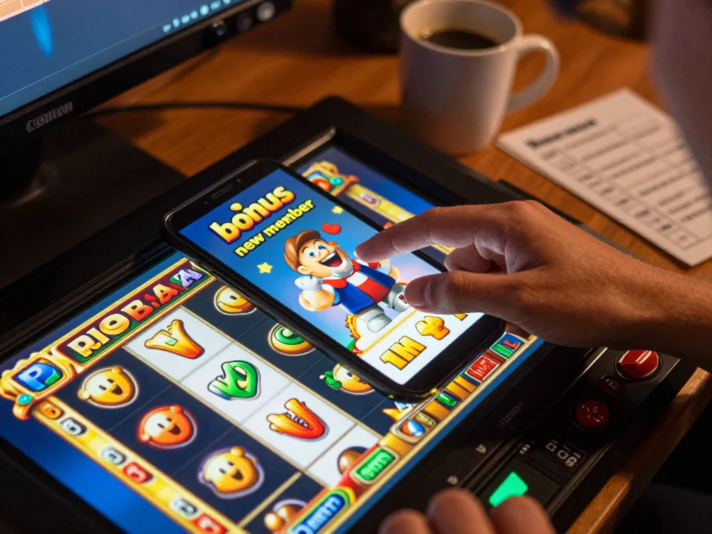 Engaging with smartphone for bonus new member slots in a cozy, responsible gaming setting