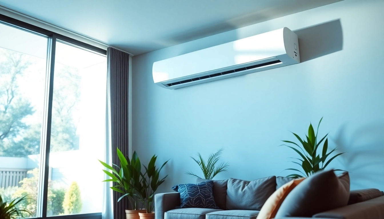 Install a mini split ac system in a sleek modern space showcasing energy-efficient cooling.