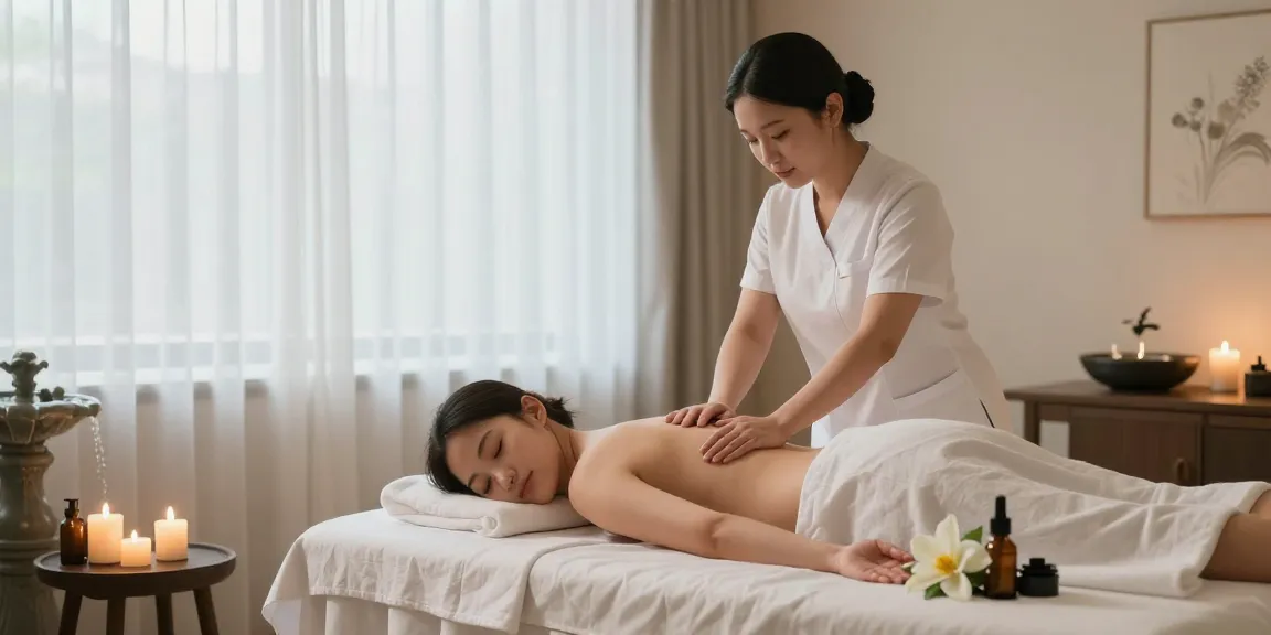 파주출장마사지의 편안한 마사지룸에서 아로마마사지 준비하는 모습
