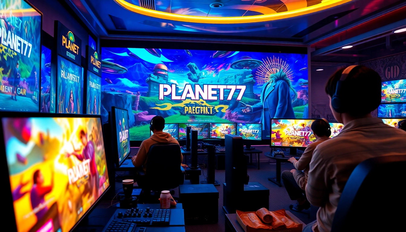 Harapkan pengalaman seru dari permainan PLANET77 game dalam lingkungan gaming yang penuh warna.