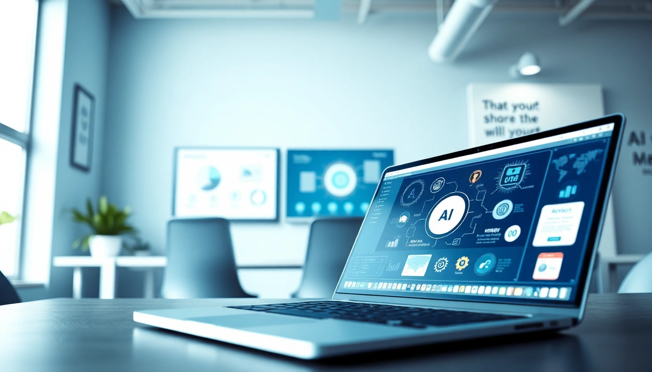Find the best AI Tools showcased in a modern workspace with sleek technology and bright lighting.