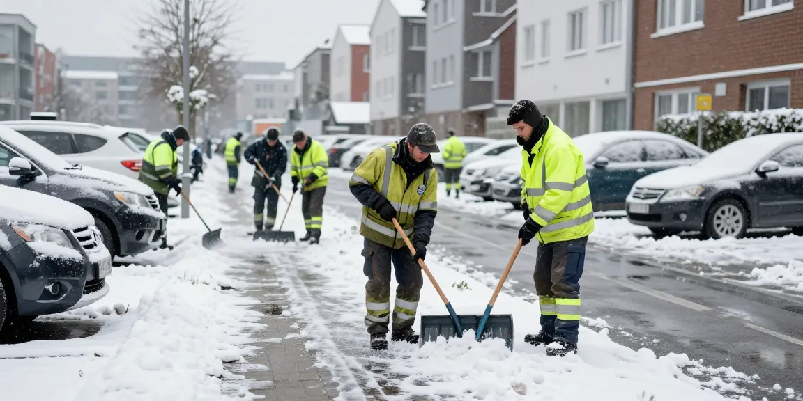 Winterdienst in Dortmund, Schneeräumung durch das Team mit umweltfreundlichem Streugut.