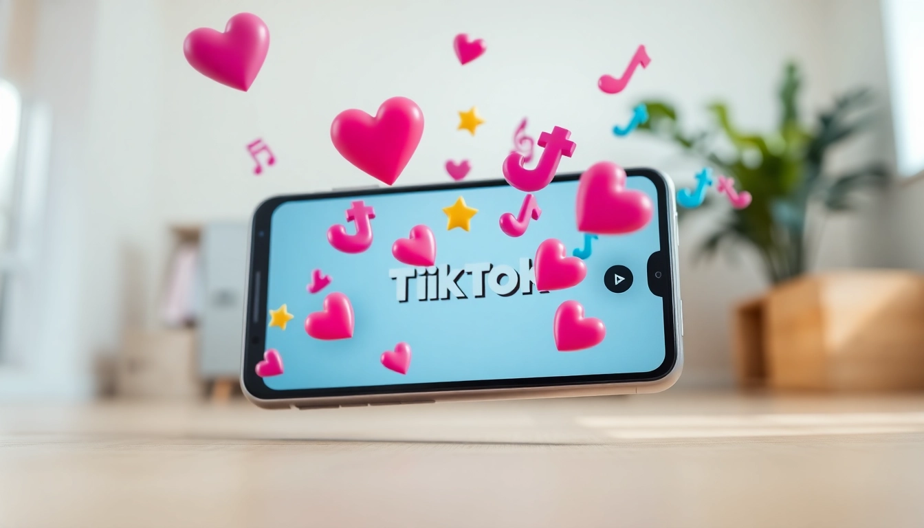 Engaging TikTok emojis appearing above a smartphone showcasing the TikTok app.