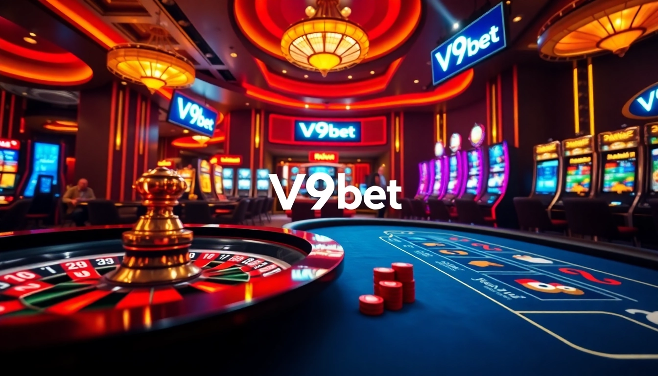 Experience thrilling gameplay at V9bet casino with engaging tables and vibrant slot machines.