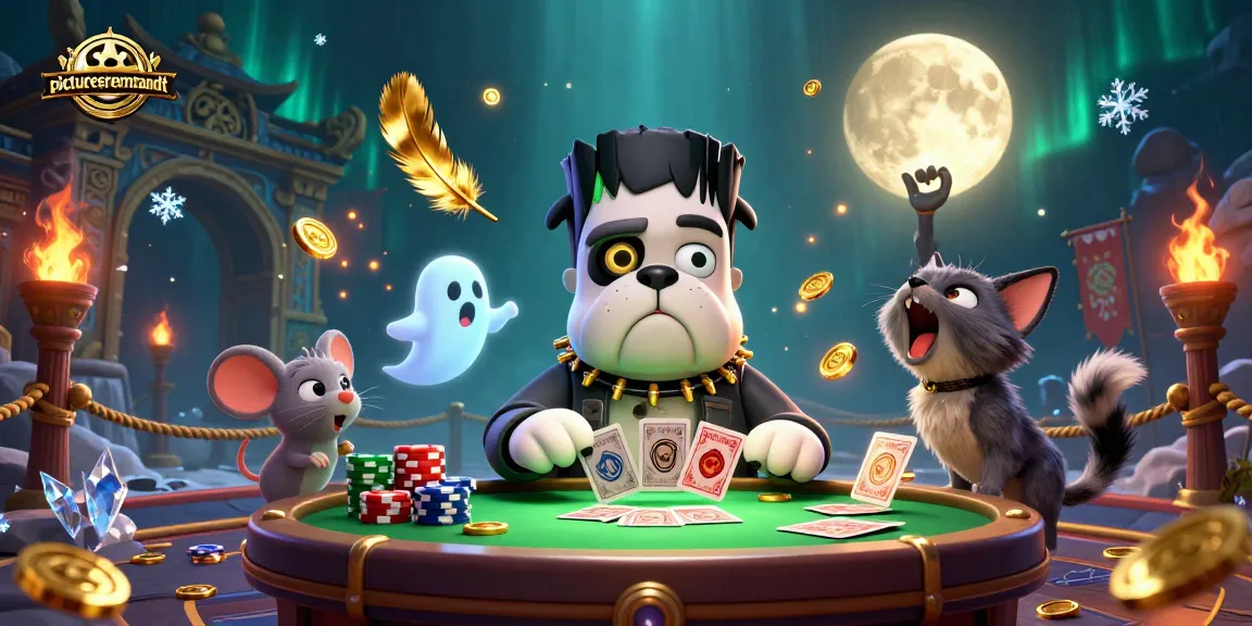 Menggandakan jackpot dengan picturesrembrandt sambil bermain di meja kasino menyeramkan penuh koin emas.