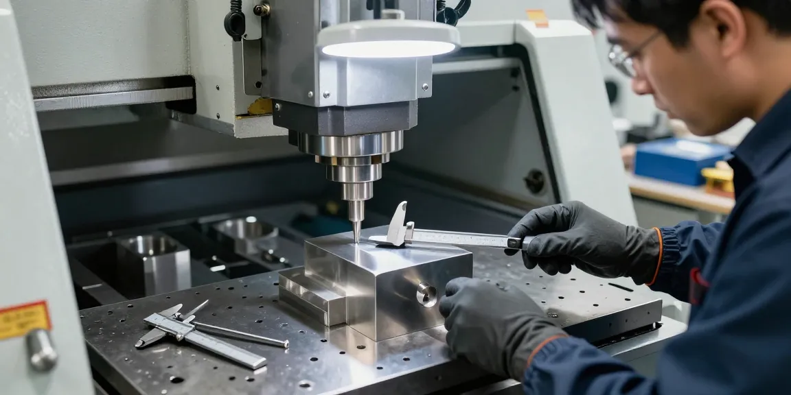 Custom stainless steel parts being machined in a precision workshop environment with focused artisanship.