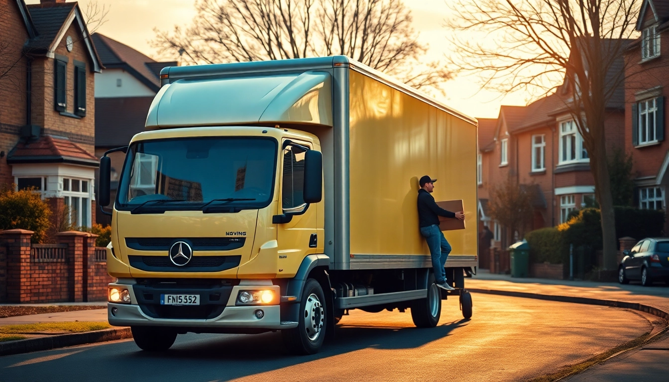 Efficient removals in cheltenham with a professional moving truck loading boxes.