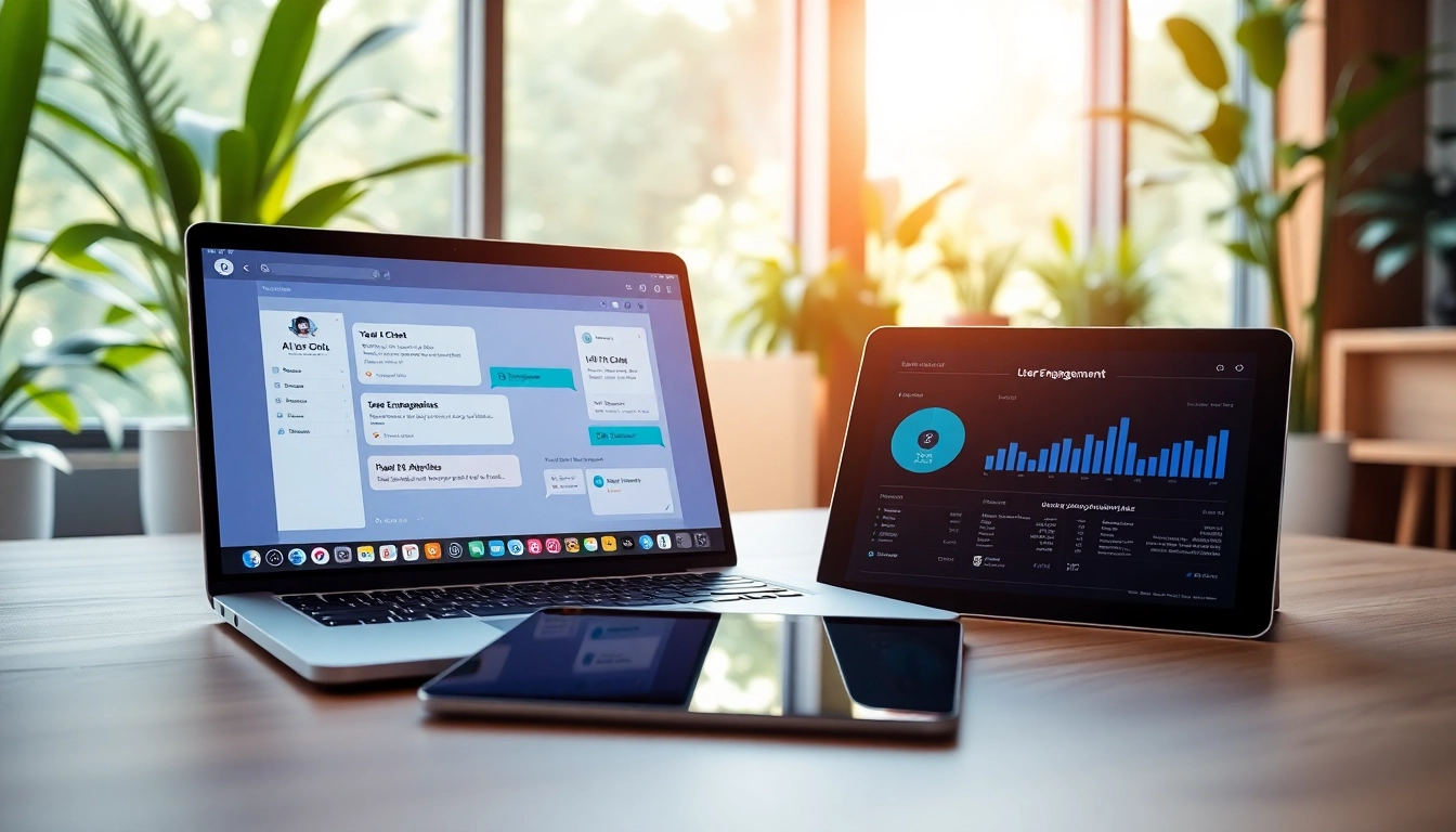 Engage with a vibrant free ai chat interface on a modern laptop in a serene workspace.