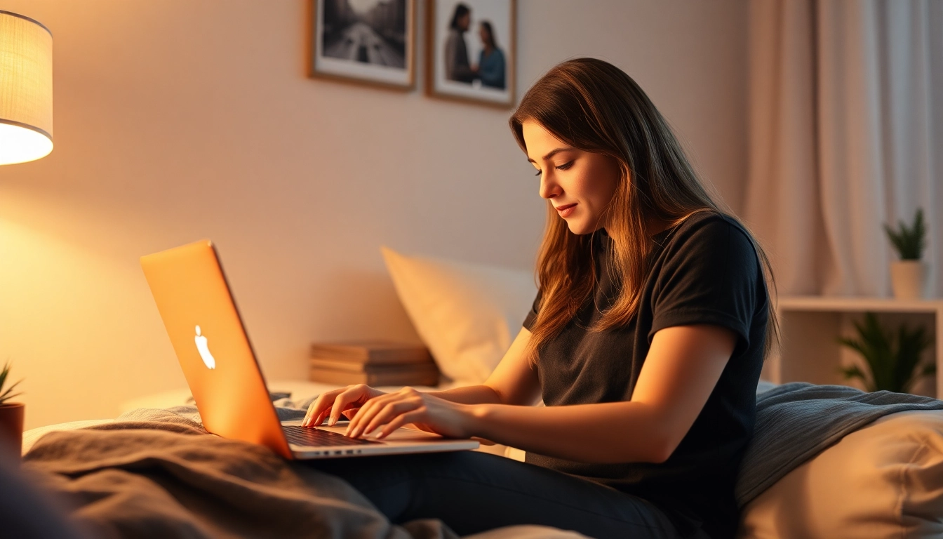 Manera legítima de hacer dinero desde casa, trabajando en una laptop en un ambiente acogedor.