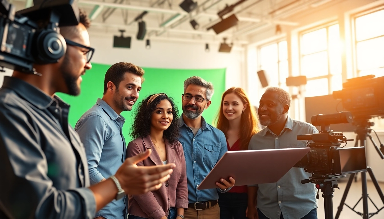Capture of a professional team at a Video Production Company Calgary creating engaging content in a bright studio.