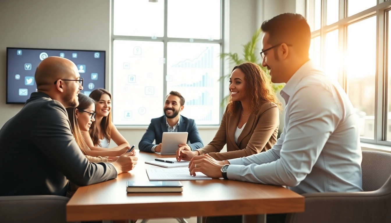 Engaging social media marketing edmonton strategies in a vibrant office setting.