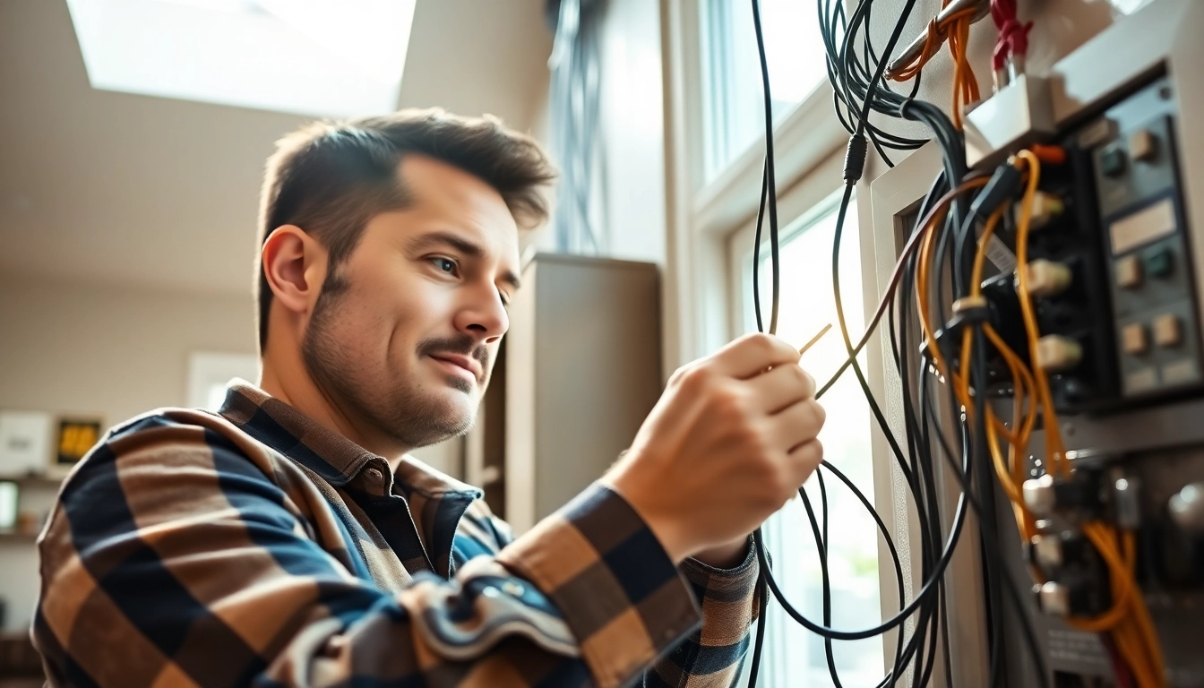 Residential electrician Burnaby demonstrating expert wiring skills in a home environment.