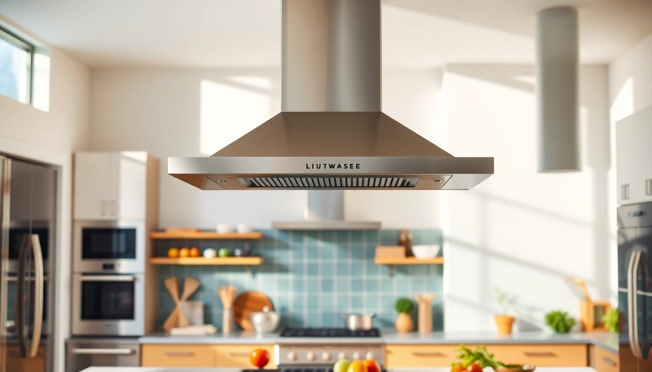 Showcasing elegant kitchen hoods in a modern culinary environment with stylish details.