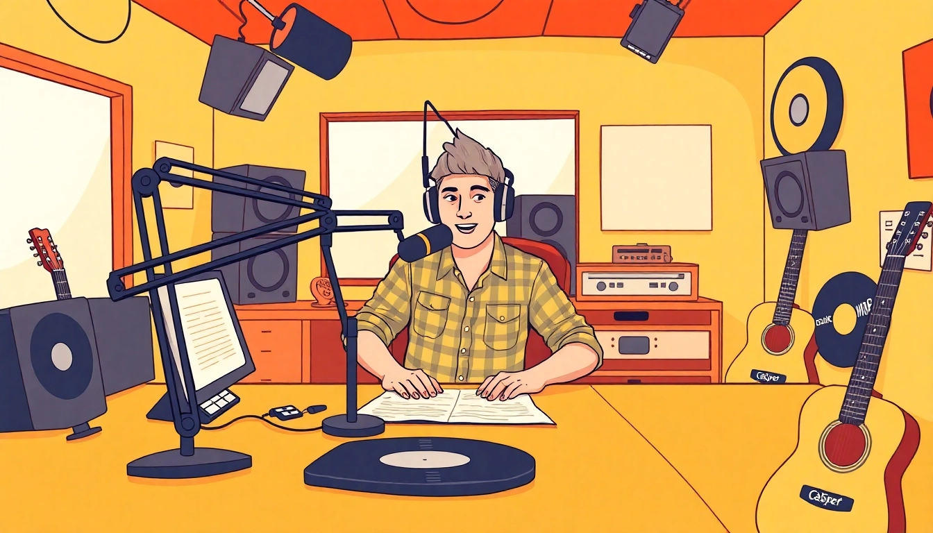 Stream live country music at https://mycountry955.com with a passionate DJ in a vibrant studio.