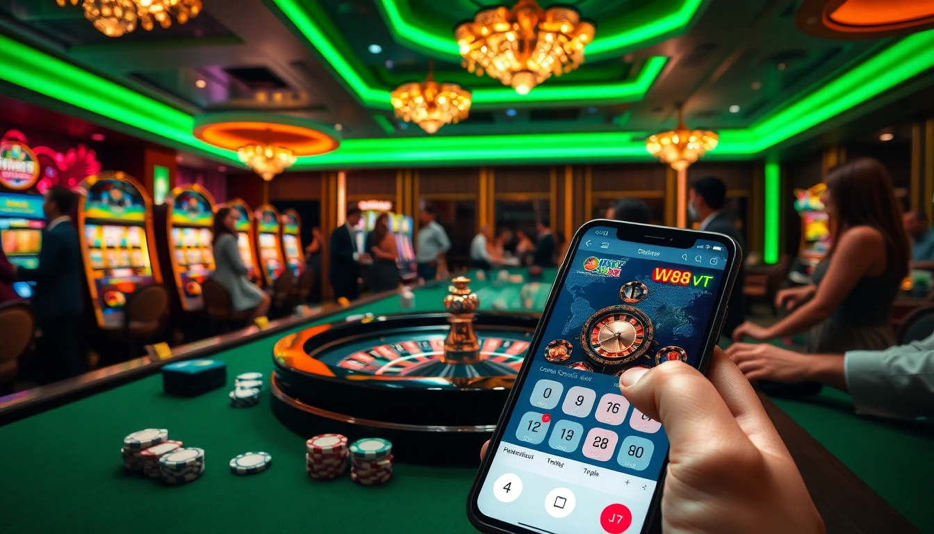 Experience the excitement of gambling at W88 vt with stunning casino visuals and vibrant atmosphere.