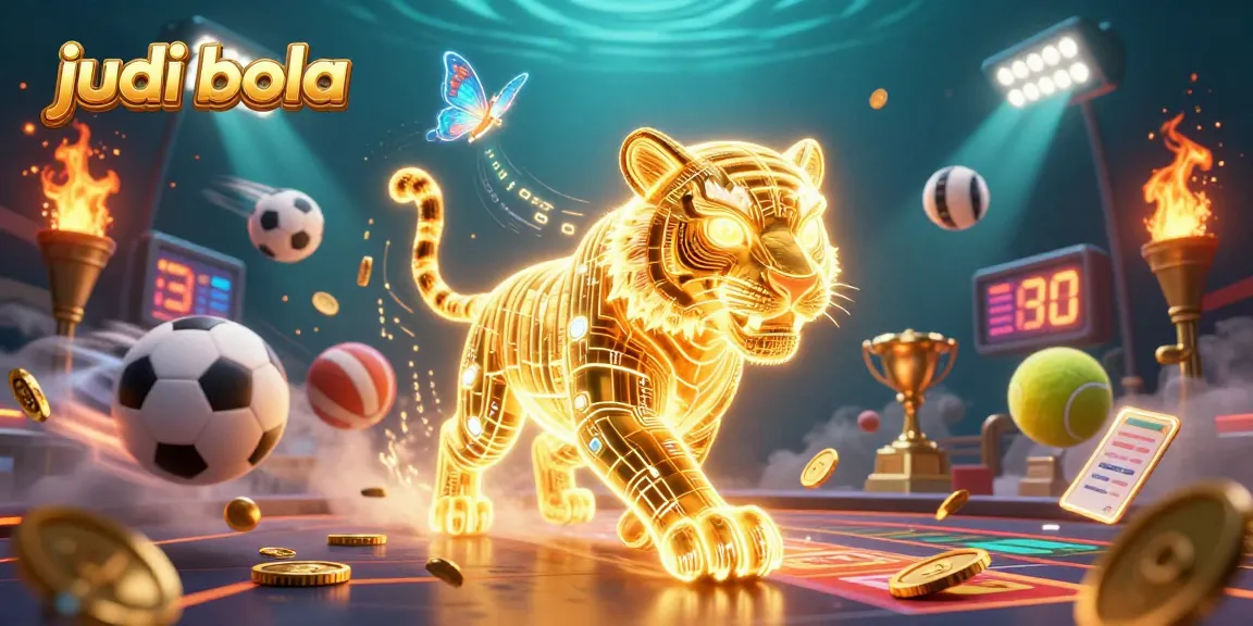 Engage in judi bola action with a vibrant digital casino scene filled with energy and excitement.
