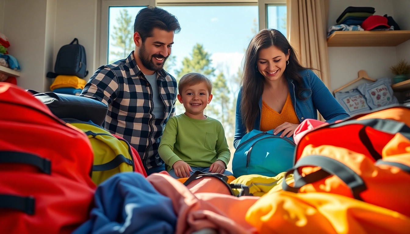 Parents preparing their child for the 1st time at overnight camps by packing essential items.