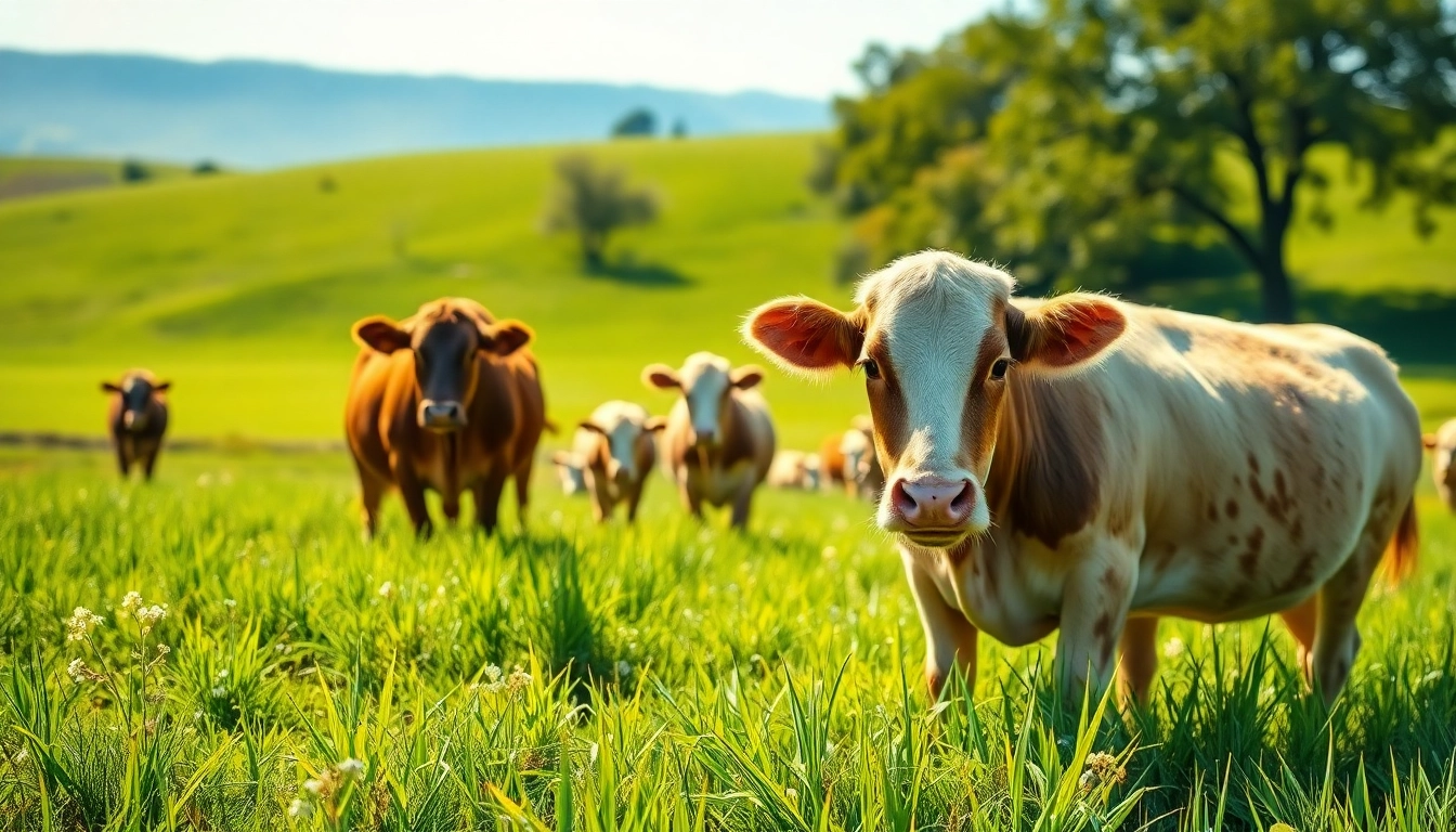 Enhance cattle health with quality cattle feed in a vibrant pasture setting.