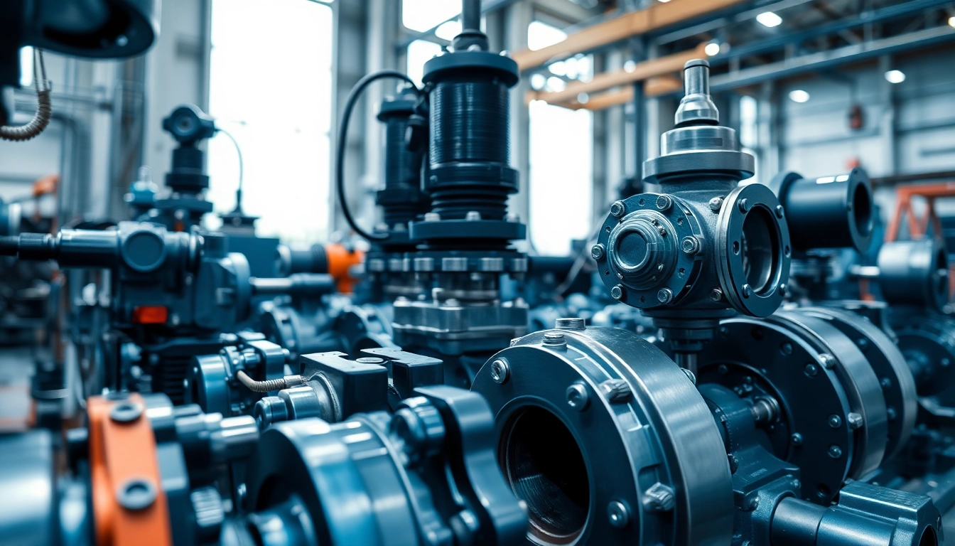 Showcase of industrial hydraulics solutions in a bright engineering environment.