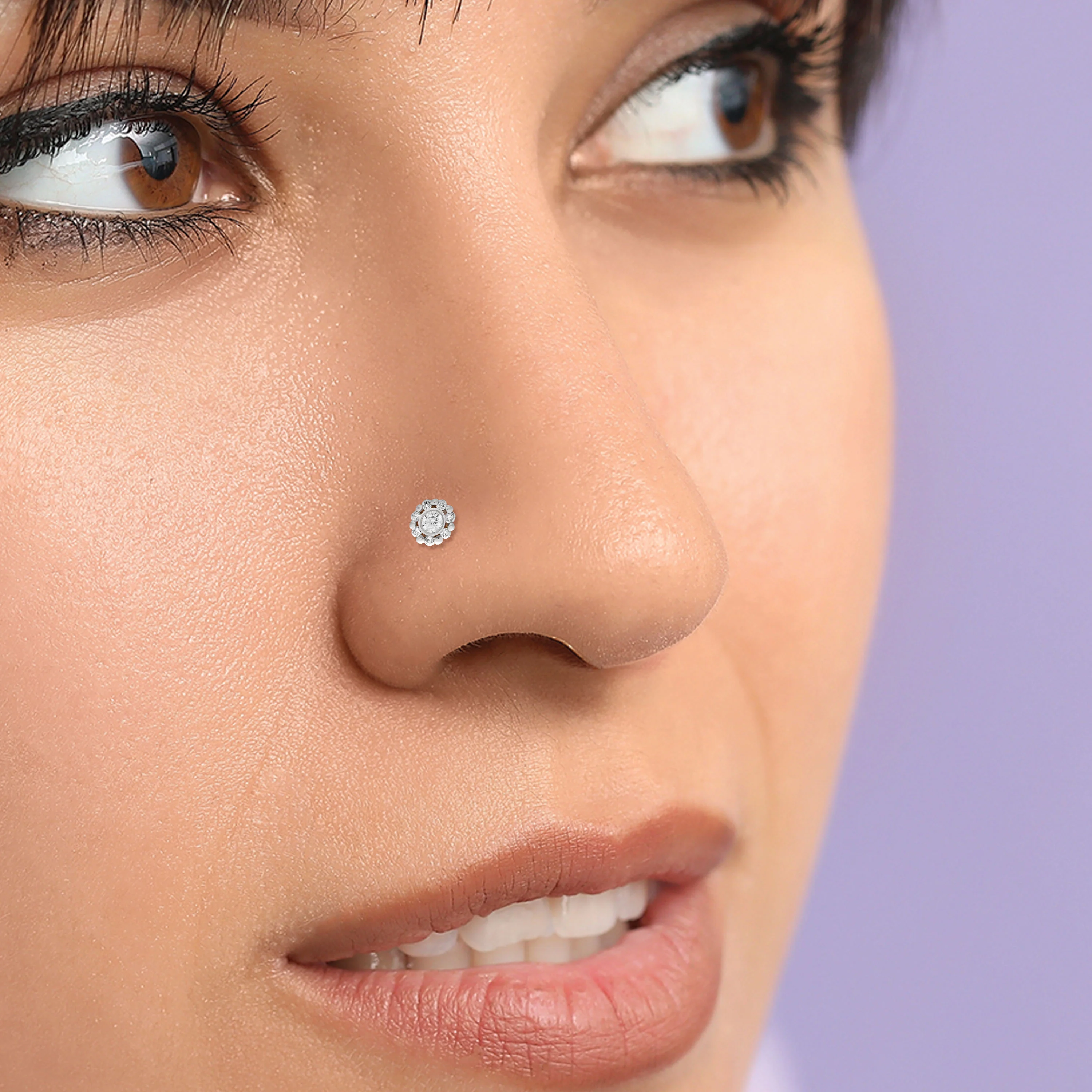 Diamond nose pin in Real Gold | Online Diamond Jewellery UK